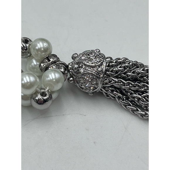 WHITE HOUSE BLACK
MARKET Pearl Tassel Pave Crystal Accents Necklace - Picture 12 of 15